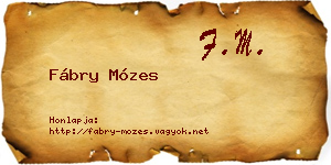 Fábry Mózes névjegykártya